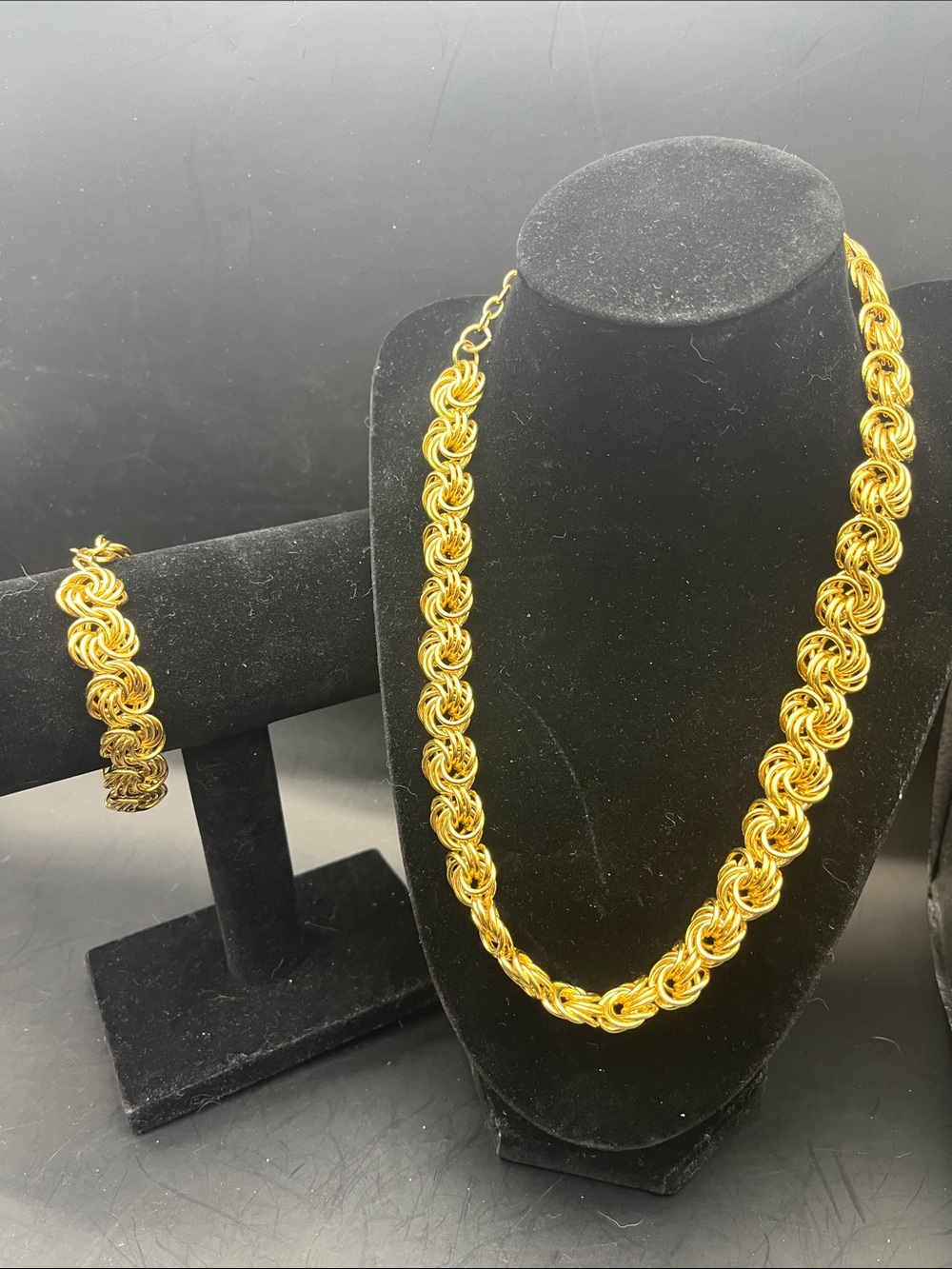 Classic Gold-Tone Rope Link Necklace and Bracelet Set